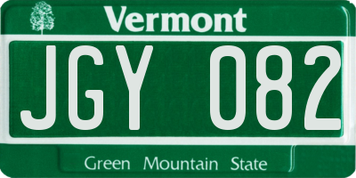 VT license plate JGY082
