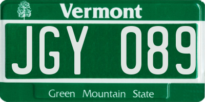 VT license plate JGY089