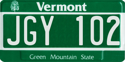 VT license plate JGY102
