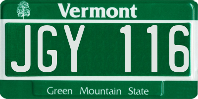 VT license plate JGY116