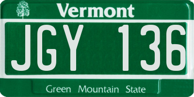 VT license plate JGY136
