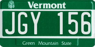 VT license plate JGY156