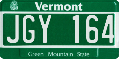 VT license plate JGY164