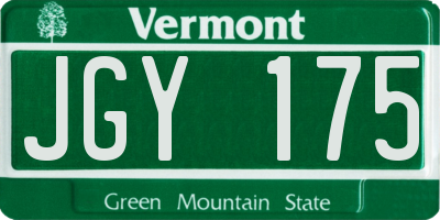 VT license plate JGY175