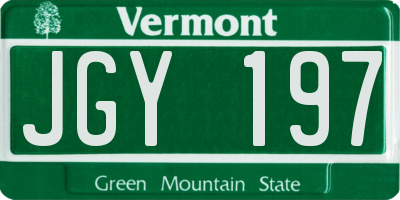 VT license plate JGY197
