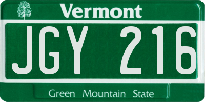 VT license plate JGY216