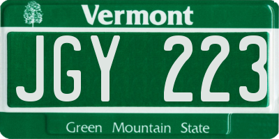 VT license plate JGY223