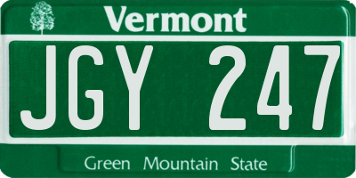 VT license plate JGY247
