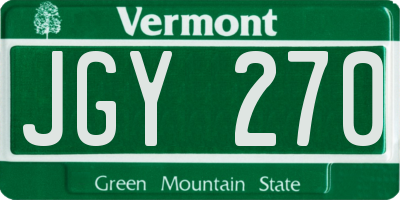 VT license plate JGY270