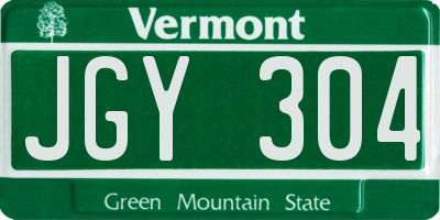 VT license plate JGY304