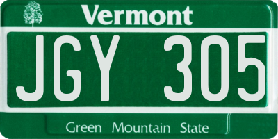 VT license plate JGY305