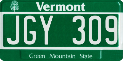 VT license plate JGY309