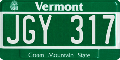 VT license plate JGY317