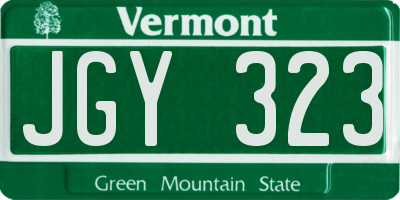 VT license plate JGY323