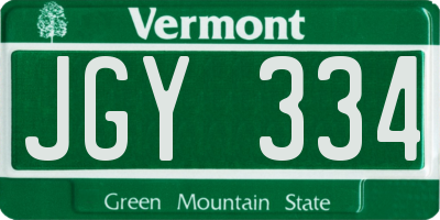 VT license plate JGY334