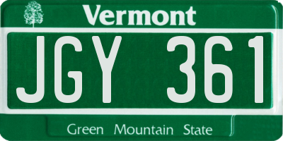 VT license plate JGY361