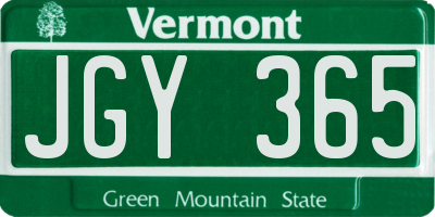 VT license plate JGY365