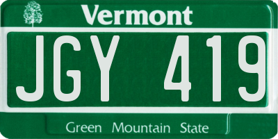 VT license plate JGY419