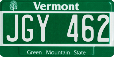VT license plate JGY462