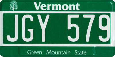VT license plate JGY579
