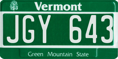 VT license plate JGY643
