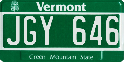 VT license plate JGY646