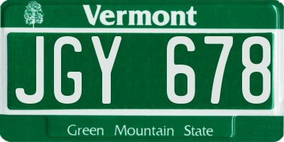 VT license plate JGY678