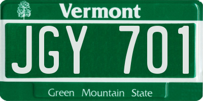 VT license plate JGY701