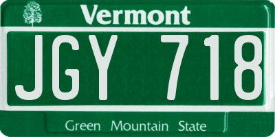 VT license plate JGY718