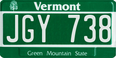 VT license plate JGY738