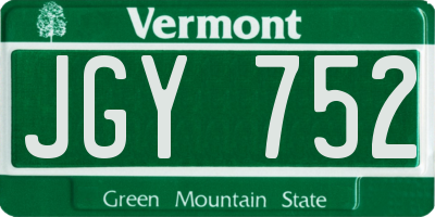 VT license plate JGY752