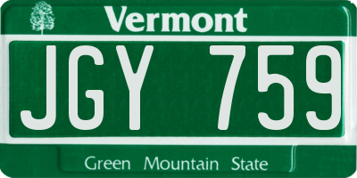 VT license plate JGY759