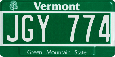 VT license plate JGY774