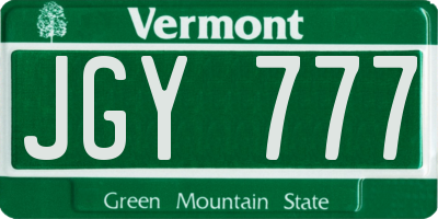 VT license plate JGY777