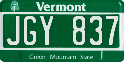 VT license plate JGY837