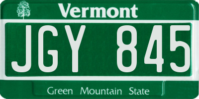 VT license plate JGY845