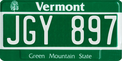 VT license plate JGY897