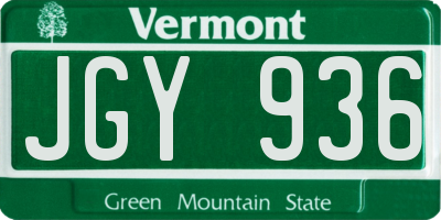 VT license plate JGY936
