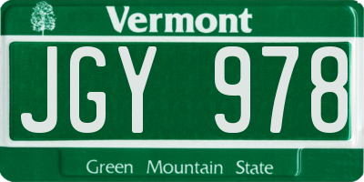 VT license plate JGY978