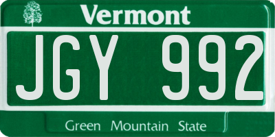 VT license plate JGY992