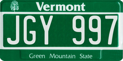VT license plate JGY997