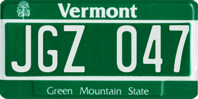 VT license plate JGZ047
