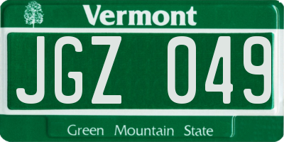VT license plate JGZ049
