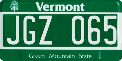 VT license plate JGZ065