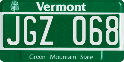 VT license plate JGZ068