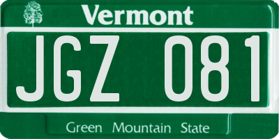 VT license plate JGZ081