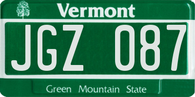 VT license plate JGZ087