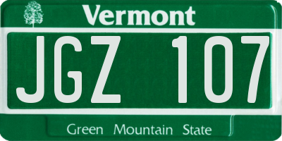 VT license plate JGZ107