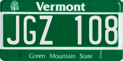 VT license plate JGZ108