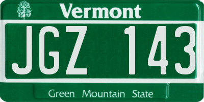 VT license plate JGZ143